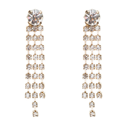 Bridal Wedding Jewelry Crystal Rhinestone Simple Sparkle Design Necklace Gold - Accessoriesforever