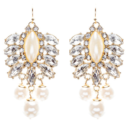 Elegance Fashion Crystal Rhinestone Grand Design Dangle Earrings E813 White