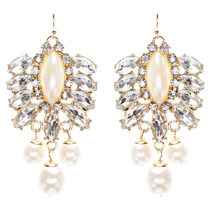 Elegance Fashion Crystal Rhinestone Grand Design Dangle Earrings E813 White