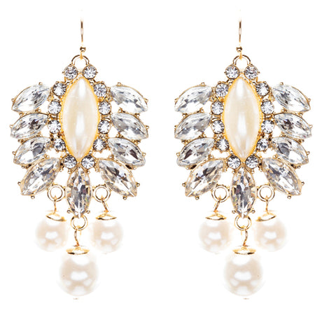 Elegance Fashion Crystal Rhinestone Grand Design Dangle Earrings E813 White