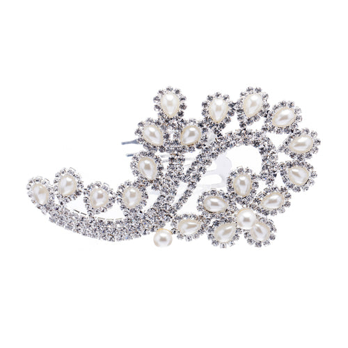 Bridal Wedding Jewelry Crystal Rhinestone Pearl Floral Teardrops Hair Comb Pin - Accessoriesforever