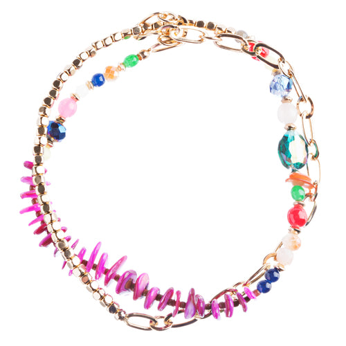 Beautiful Stone Bead Tribal Bohemian Statement Wrap Fashion Bracelet B448 Pink