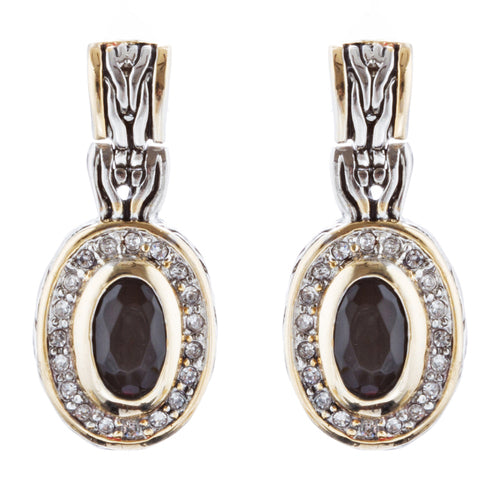 Sophisticated Classic Gorgeous Two-Tone Dangle Style Earrings E1000 Gold Black