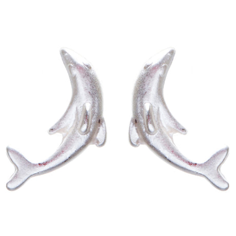 Appealing Design Dolphin Stud Screw Back Earrings E901 Silver