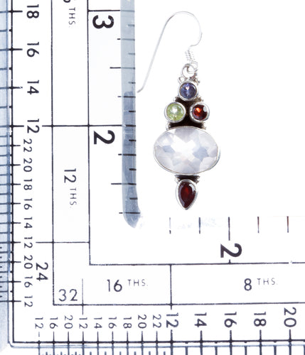 925 Sterling Silver Natural Gemstones Topaz Dangle Earrings FJSVE2103