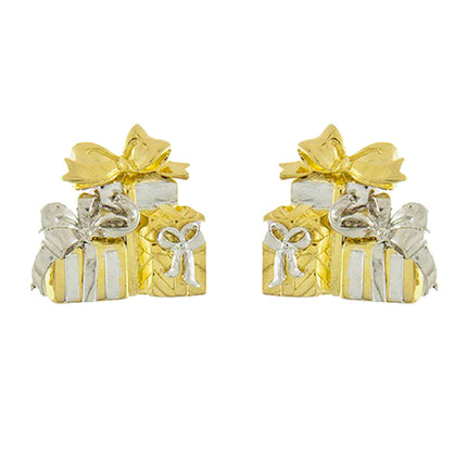 Christmas Jewelry Holiday Enamel Gift Box Cluster Stud Fashion Earrings E1141 GD