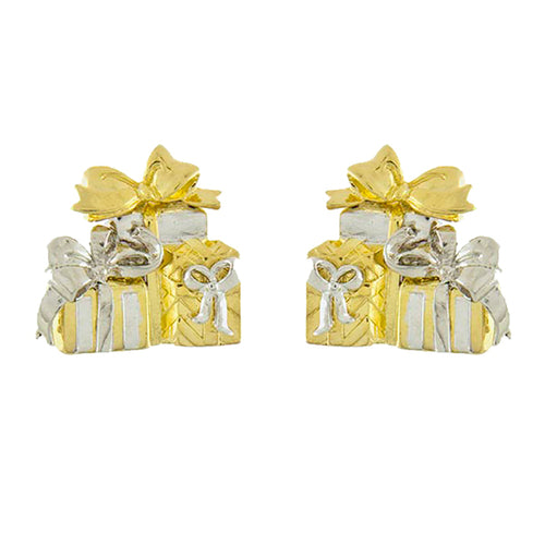 Christmas Jewelry Holiday Enamel Gift Box Cluster Stud Fashion Earrings E1141 GD