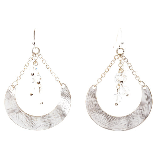 Crystal Cluster Hand Polished Drop Earrings Clear