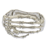 Halloween Costume Jewelry Crystal Rhinestone Skeleton Hand Stretch Bracelet B536