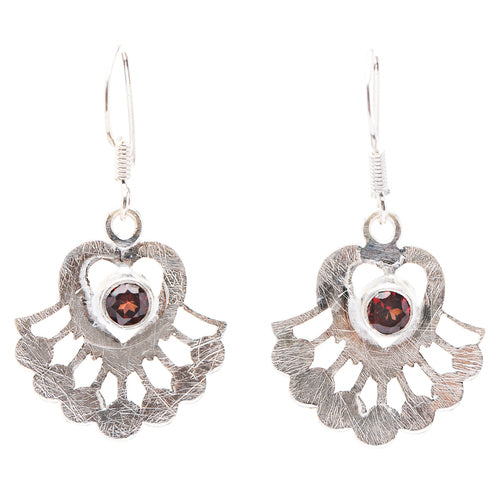925 Sterling Silver Natural Gemstones Garnet Dangle Earrings FJSVE2169