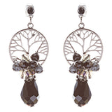 Semiprecious Cluster Crystal Earrings Hematite Black