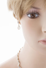 Bridal Wedding Jewelry Set Crystal Rhinestone Multi Teardrops Link Silver Clear