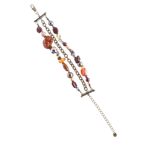 Beautiful Trendy Beads Design Link Fashion Bracelet Antique Brown