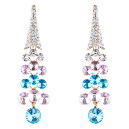 Dressy Beautiful Sparkle Crystal Rhinestone Dangle Fashion Earrings E966 Blue