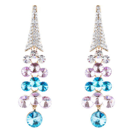 Dressy Beautiful Sparkle Crystal Rhinestone Dangle Fashion Earrings E966 Blue