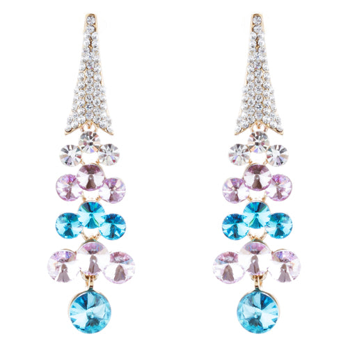 Dressy Beautiful Sparkle Crystal Rhinestone Dangle Fashion Earrings E966 Blue