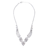 Bridal Wedding Jewelry Crystal Rhinestone Gorgeous Design Necklace J572 Silver