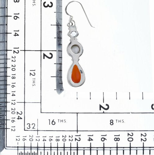 925 Sterling Silver Natural Gemstones Carnelian Abalone Dangle Earring FJSVE2185