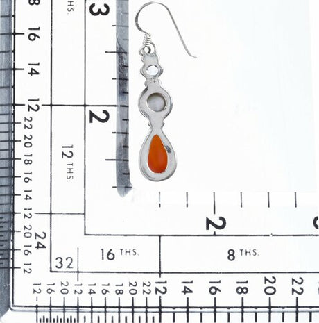925 Sterling Silver Natural Gemstones Carnelian Abalone Dangle Earring FJSVE2185
