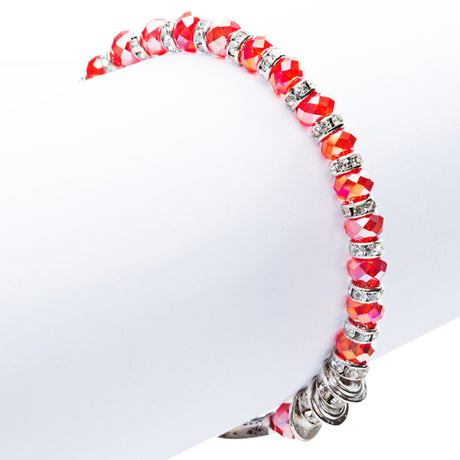 Lovely Crystal Rhinestone Cross Design Fashion Statement Bracelet B472 Red