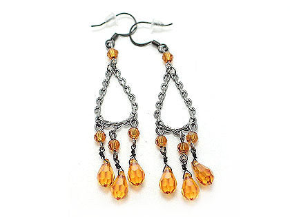 Swarovski Crystal Cascade Drop Chandelier Orange - Accessoriesforever
