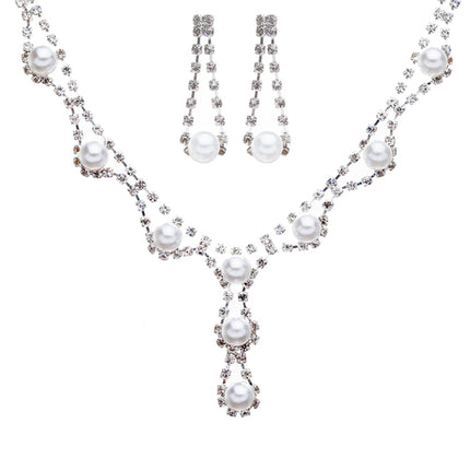 Bridal Wedding Jewelry Crystal Rhinestone Pearl Basic Y-Drop Design Necklace - Accessoriesforever