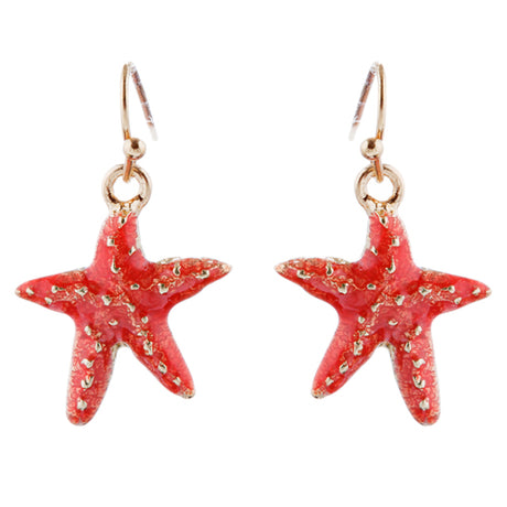 Fun Ocean Inspired Sea Star Pendant Necklace Earrings Set JN282 Gold Orange