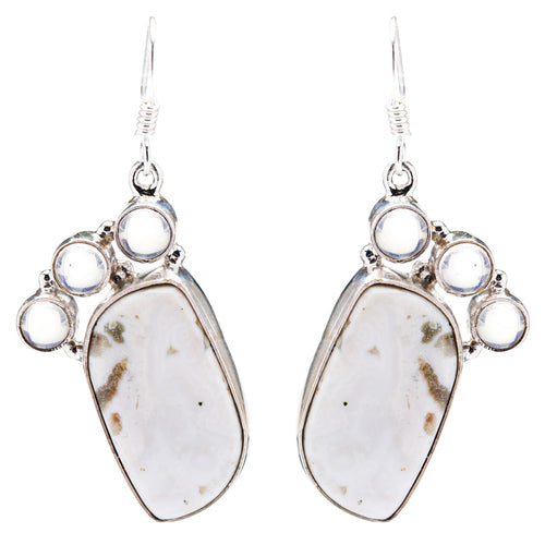 925 Sterling Silver Natural Gemstones Jasper Dangle Earrings FJSVE2126