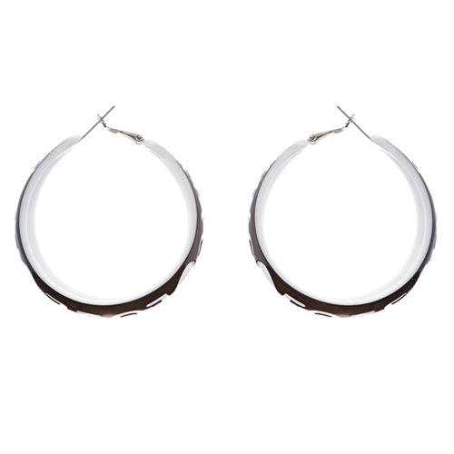 Woman Fashion Lucite Hoop Earrings Love Heart Black