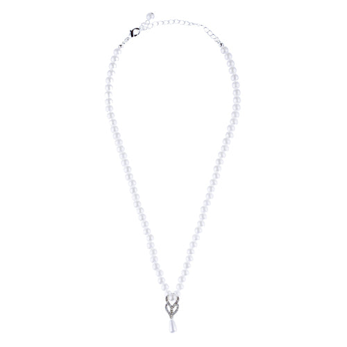 Bridal Wedding Jewelry Set Crystal Vintage Single Strand Pearls Necklace Silver - Accessoriesforever