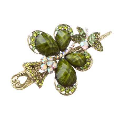 Beautiful Fashion Women Crystal Rhinestone Butterfly Hair Clip Pin Green