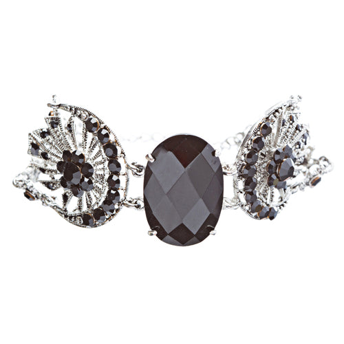 Austrian Crystal Link Bracelet Victorian Black