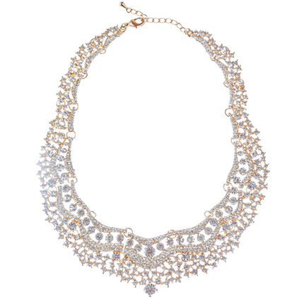 Bridal Wedding Jewelry Set Crystal Rhinestones Stunning Bib Necklace Gold - Accessoriesforever
