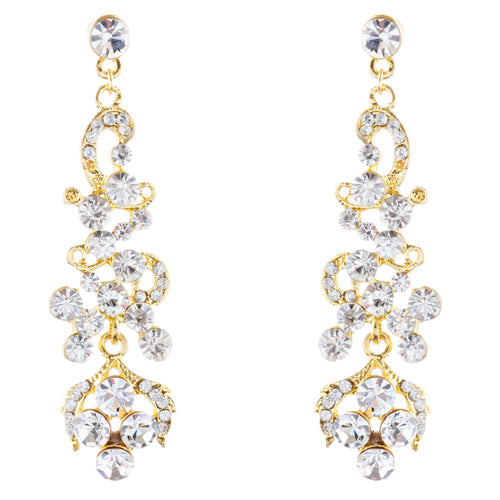 Bridal Wedding Jewelry Prom Classy Crystal Rhinestone Dangle Earrings E968 Gold