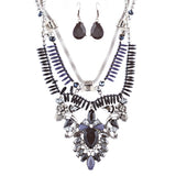 Stunning Magnificent Bead Crystal Rhinestone Statement Necklace Set JN269 Black