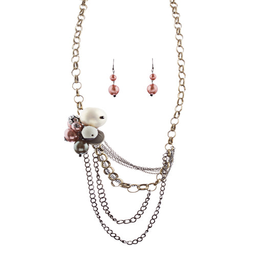 Camouflage Design Chain Layered Necklace Earring Set - Accessoriesforever