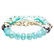 Gorgeous Elegant Classy Multi Strands Mixed Bead Design Stretch Bracelet Blue