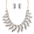 Bridal Wedding Jewelry Crystal Rhinestone Intricate Bib Necklace Set Jn183 Gold