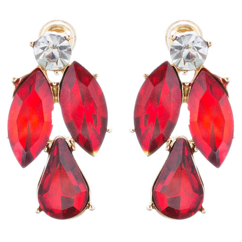 Beautiful Stylish Trendy Crystal Statement Necklace Jewelry Set JN270 Red - Accessoriesforever