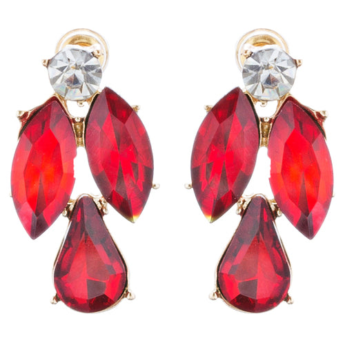 Beautiful Stylish Trendy Crystal Statement Necklace Jewelry Set JN270 Red