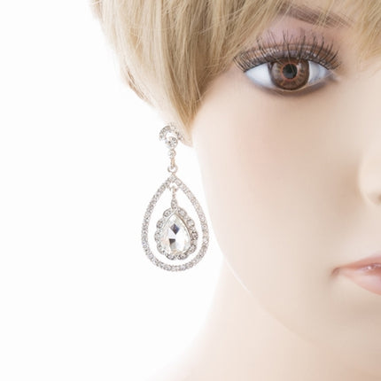 Bridal Wedding Jewelry Crystal Rhinestone Dazzle Elegant Dangle Drop Earrings SV - Accessoriesforever