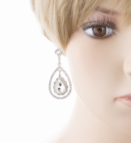 Bridal Wedding Jewelry Crystal Rhinestone Dazzle Elegant Dangle Drop Earrings SV - Accessoriesforever
