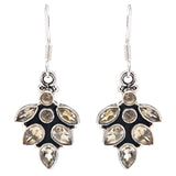 925 Sterling Silver Natural Gemstones Citrine Dangle Earrings FJSVE2122