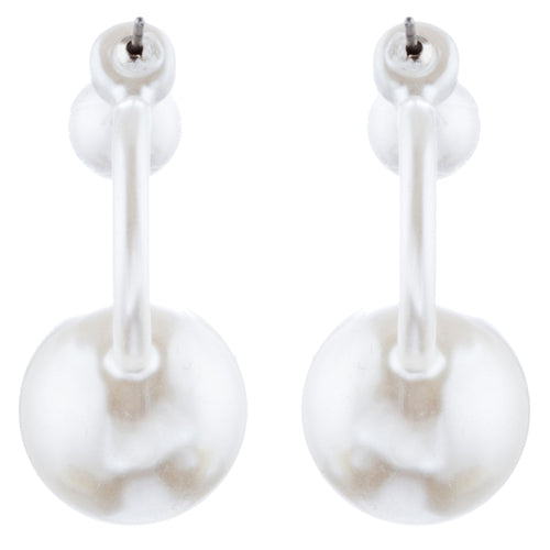 Trendy Chic Double Sided Elegant Pearl Swing Post Earrings E1005 Silver