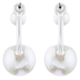 Trendy Chic Double Sided Elegant Pearl Swing Post Earrings E1005 Silver