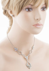 Bridal Wedding Jewelry Crystal Rhinestone Vintage Style Necklace Set J689 Silver