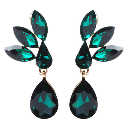Gorgeous Chic Unique Simple Bridal Teardrop Dangle Fashion Earrings Gold Green