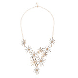 Beautiful Sparkling Crystal Rhinestone Star Design Statement Necklace Set Gold