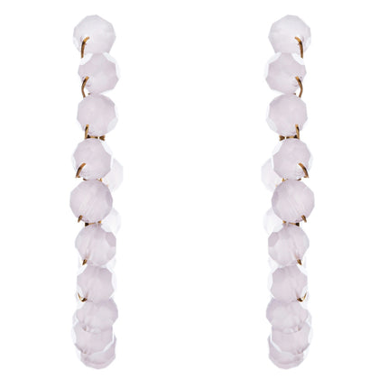 Crystal Wired Handmade Beautiful Fashion Dangle Hoop Earrings Gold Pink - Accessoriesforever