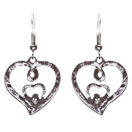 Adorable Valentine Theme Fashion Crystal Rhinestone Heart Earrings E908 Silver - Accessoriesforever